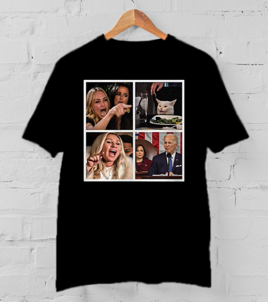 Marjorie Taylor Greene Yelling Biden Meme Smudge Cat Reacts Biden Speech T-Shirt