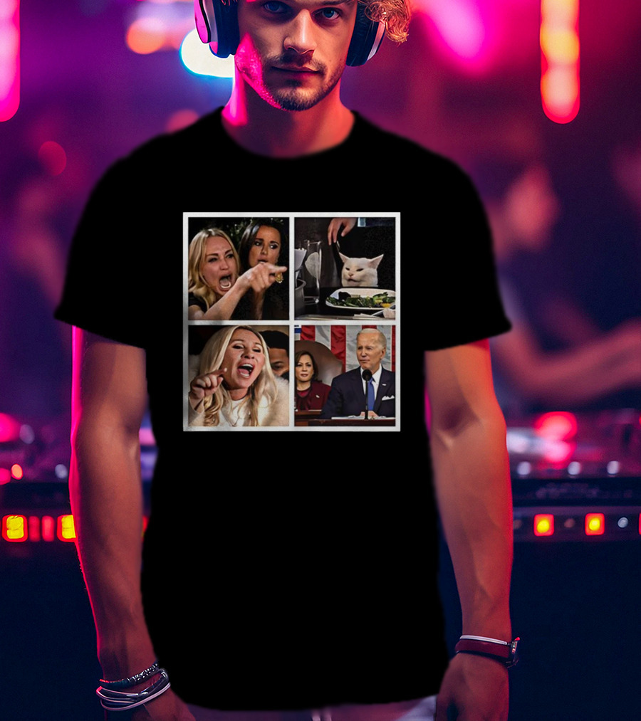 Marjorie Taylor Greene Yelling Biden Meme Smudge Cat Reacts Biden Speech T-Shirt