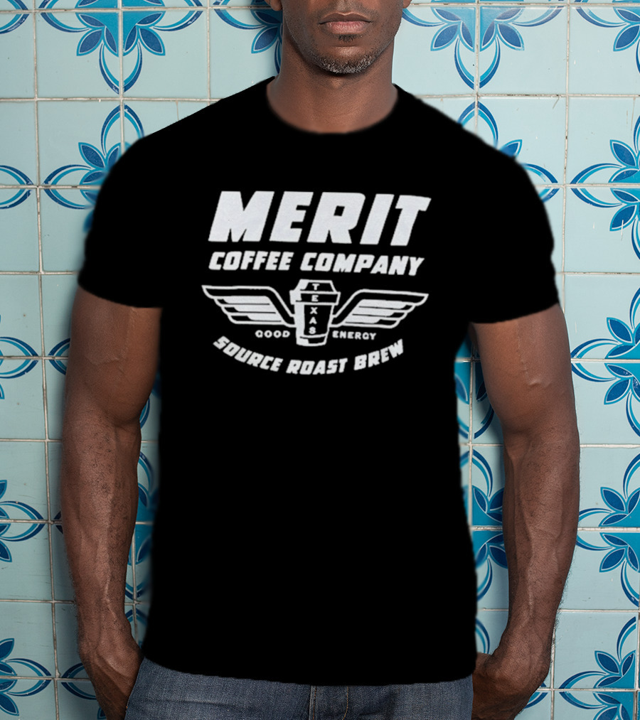Merit Coffee Company Source Roast Brew Good Energy Winged Cup T-Shirt