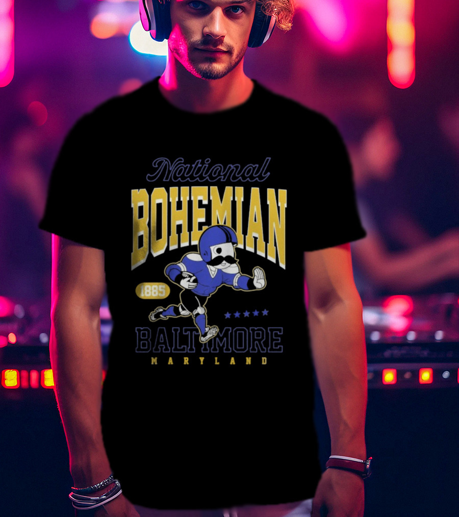 National Bohemian 1885 Baltimore Maryland Football Running Mascot T-Shirt