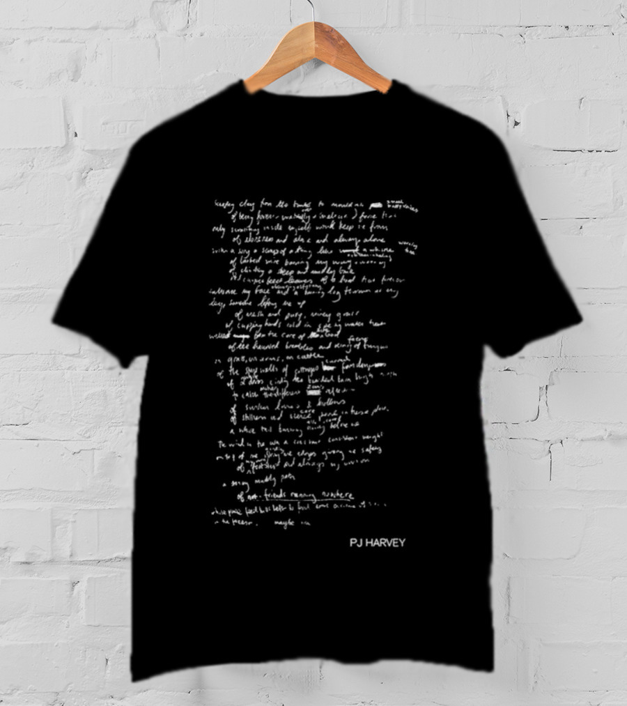 Pj Harvey Seem An I Handwritten Poetic Lyrics Text T-Shirt