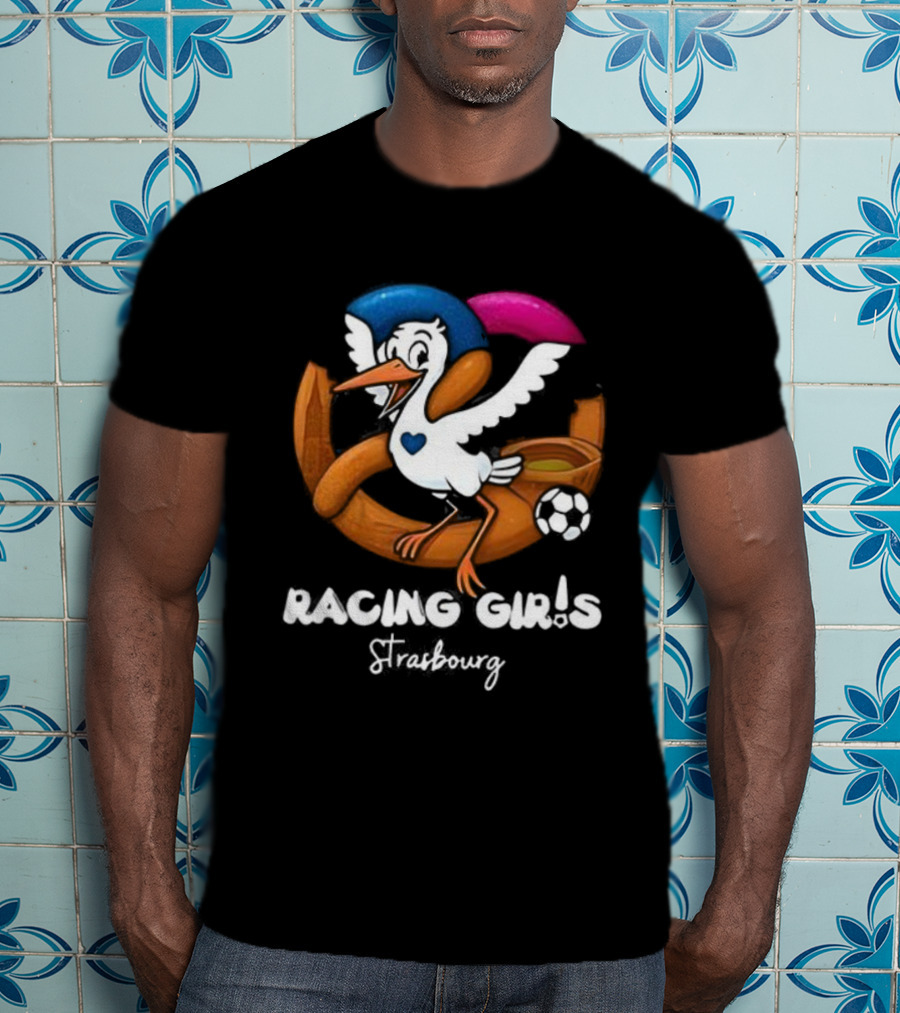 Racing Girls Strasbourg Stork With Football And Heart T-Shirt