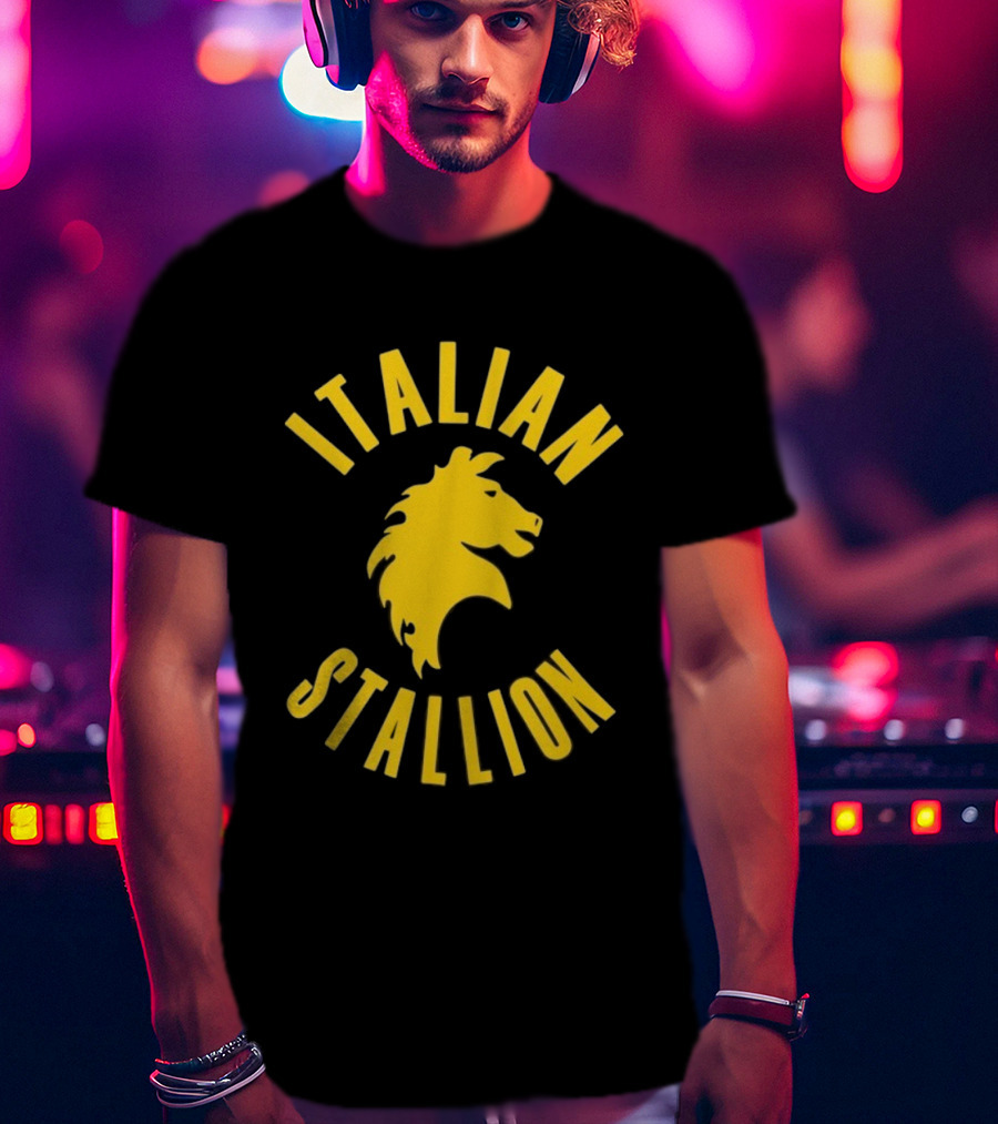 Rocky Balboa Italian Stallion Iconic Yellow Horse Emblem T-Shirt