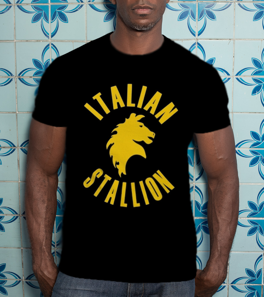 Rocky Balboa Italian Stallion Iconic Yellow Horse Emblem T-Shirt
