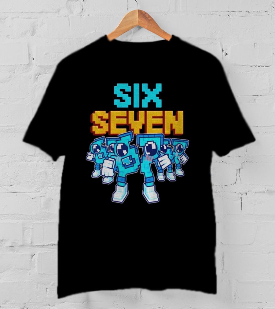 Steal A Brainrot Six Seven Italian Brainrot 67 Meme Gen Alpha Retro Pixel Art Characters T-Shirt