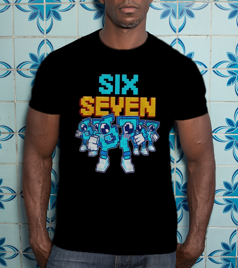 Steal A Brainrot Six Seven Italian Brainrot 67 Meme Gen Alpha Retro Pixel Art Characters T-Shirt