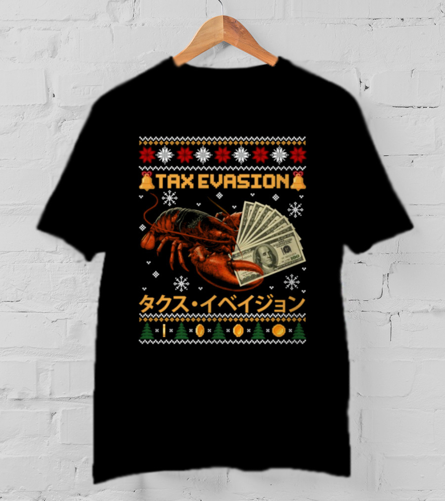 Tax Evasion Lobster Christmas Money Snowflakes T-Shirt