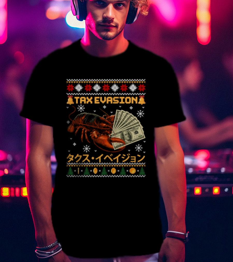 Tax Evasion Lobster Christmas Money Snowflakes T-Shirt