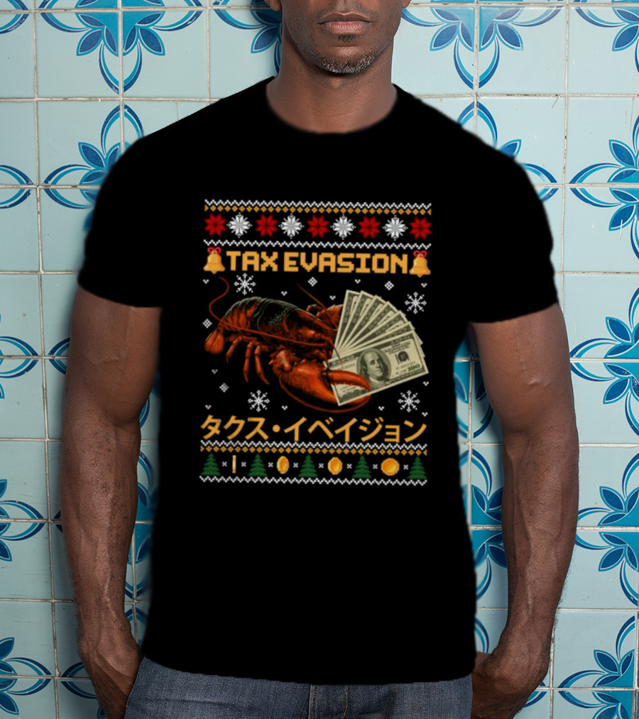 Tax Evasion Lobster Christmas Money Snowflakes T-Shirt