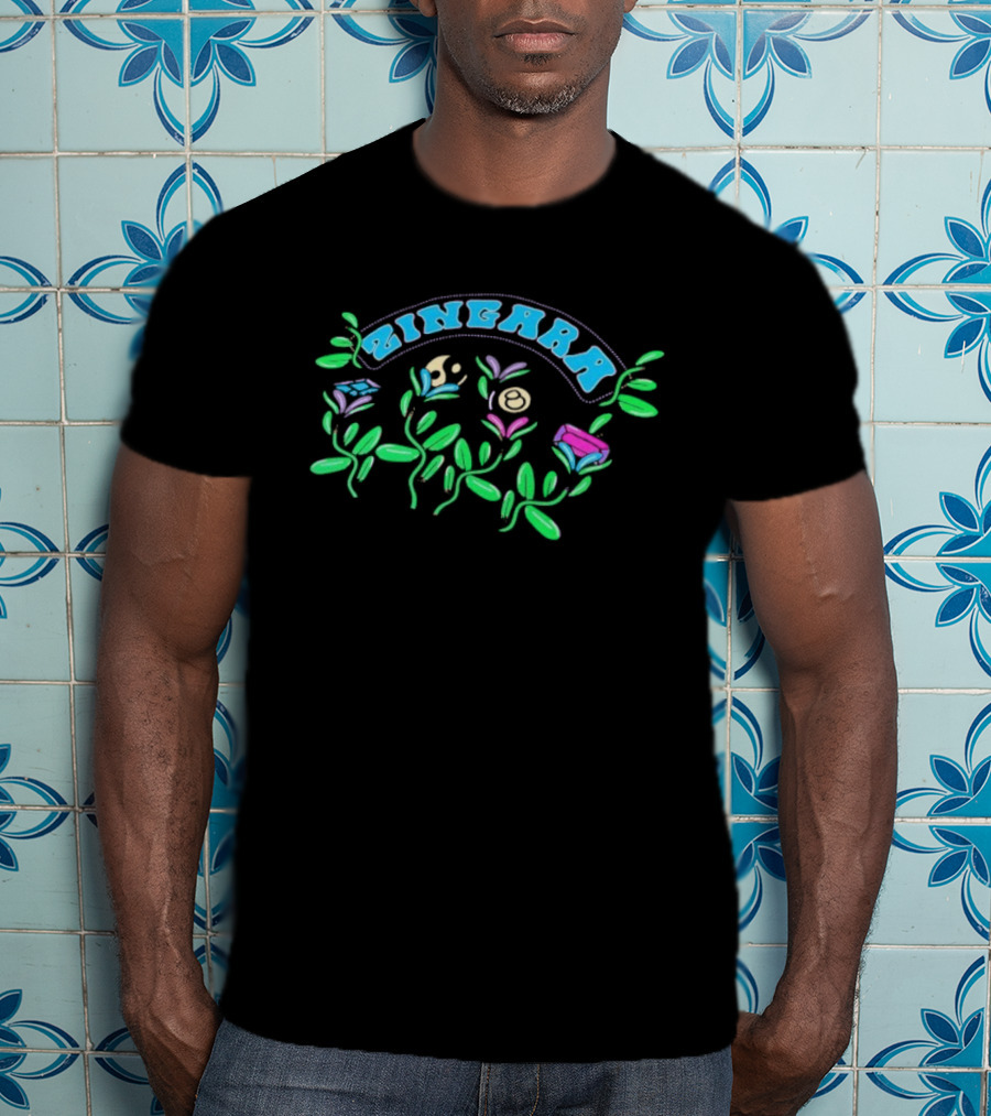 Zingara Garden Moon And Flowers Vines T-Shirt