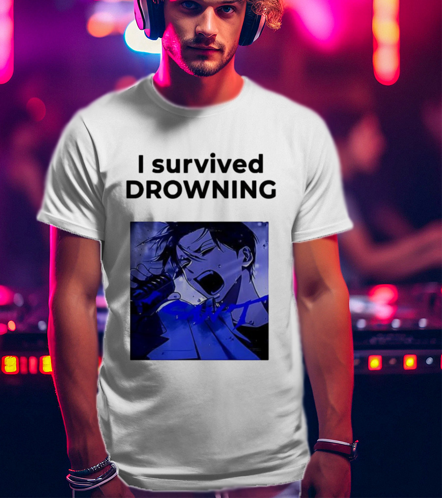 I Survived Drowning Akamu Na Ko Anime Character Blue Art T-Shirt