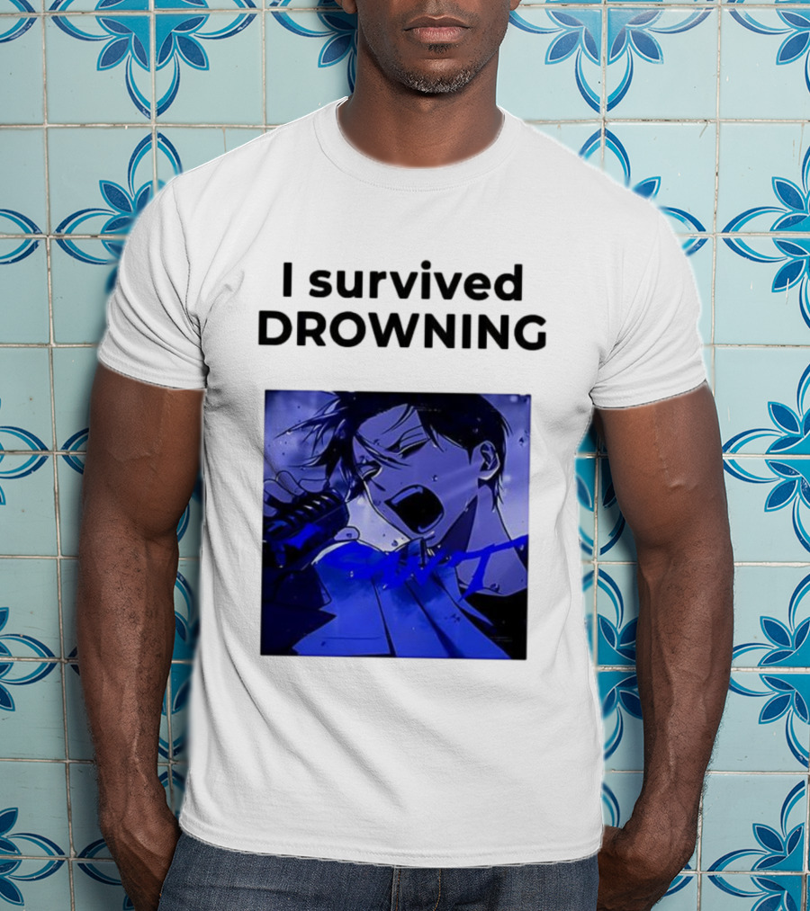 I Survived Drowning Akamu Na Ko Anime Character Blue Art T-Shirt