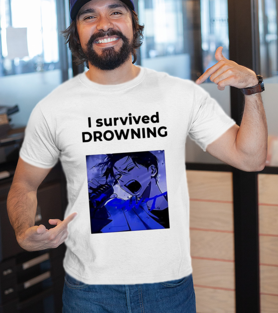I Survived Drowning Akamu Na Ko Anime Character Blue Art T-Shirt