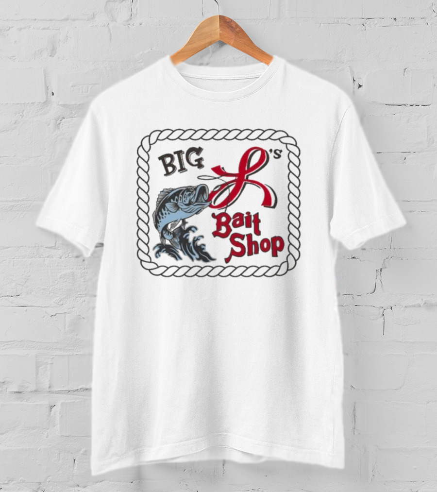 Big L's Bait Shop Classic Fishing Big Catch Rope Frame T-Shirt