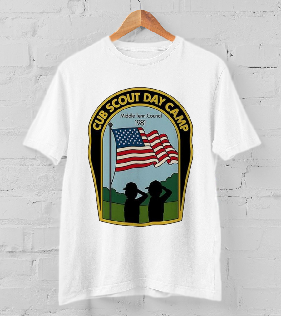 Cub Scout Day Camp Middle Tennessee Council 1981 American Flag T-Shirt