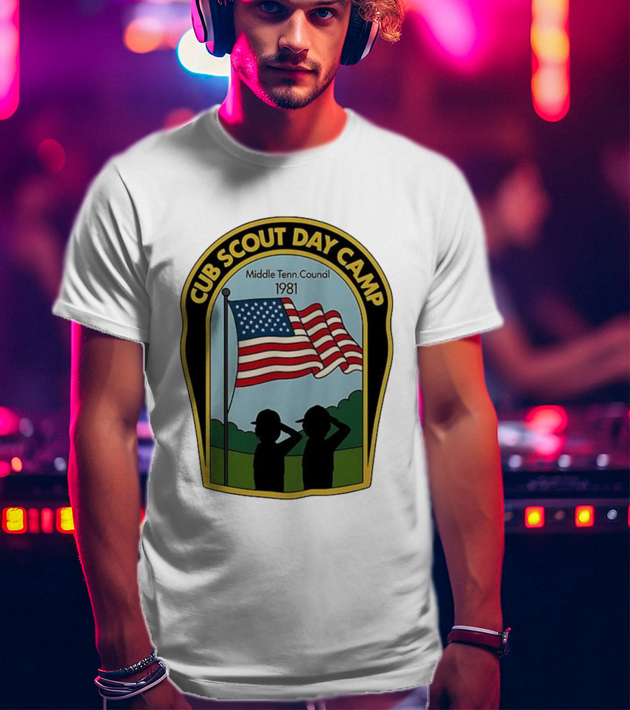 Cub Scout Day Camp Middle Tennessee Council 1981 American Flag T-Shirt
