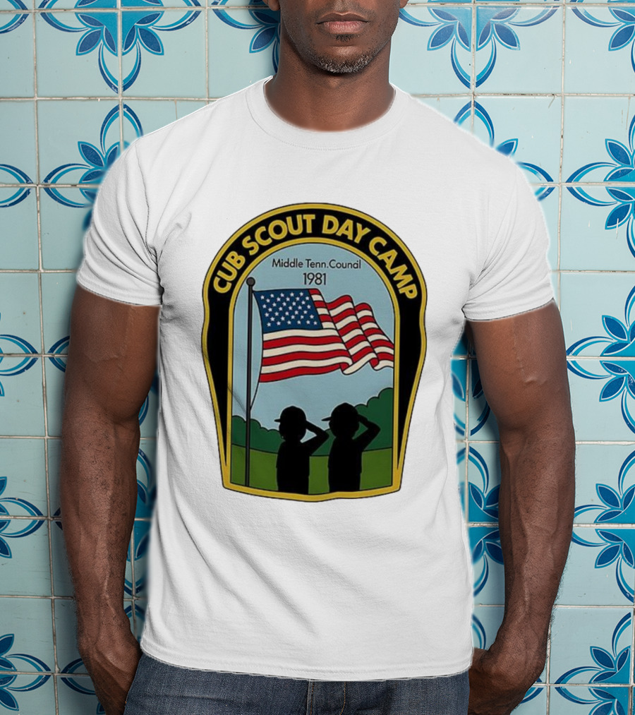 Cub Scout Day Camp Middle Tennessee Council 1981 American Flag T-Shirt