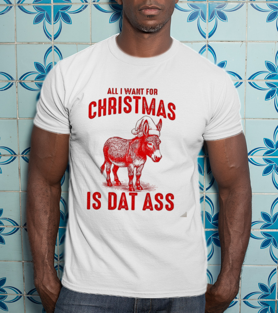 All I Want For Christmas Is Dat Ass Donkey Santa Hat T-Shirt