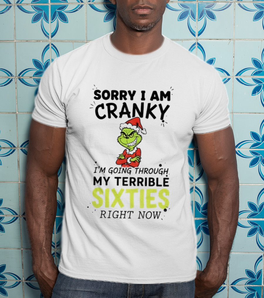 Sorry I Am Cranky Grinch Santa My Terrible Sixties Merry Christmas T-Shirt