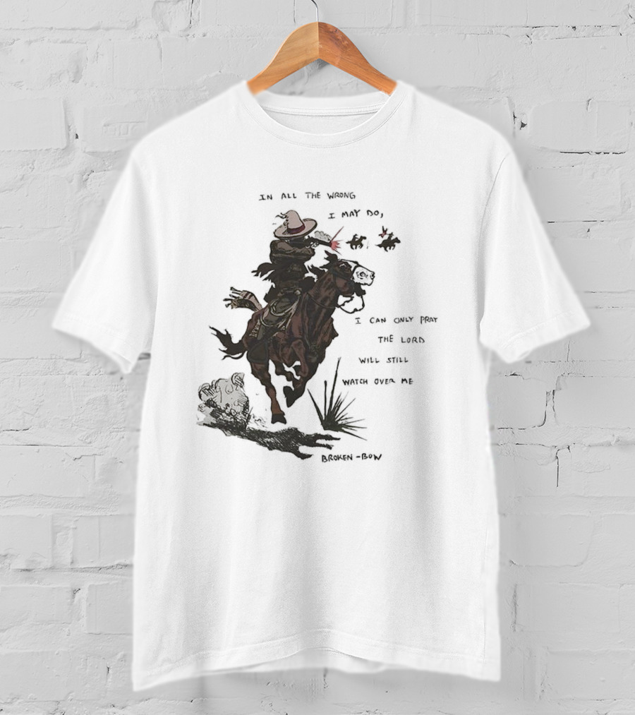 Pray The Lord Will Still Over Me Cowboy Riding Brown Horse T-Shirt