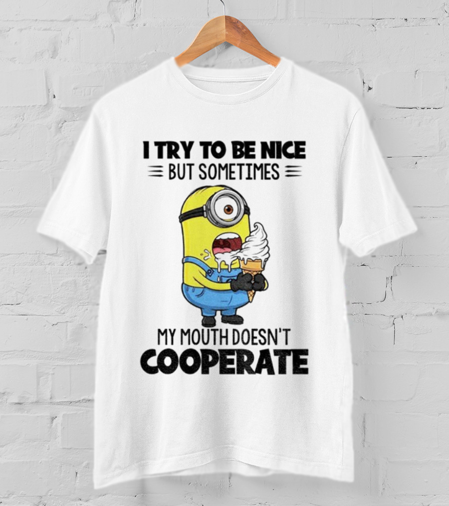 Minion I Try To Be Nice But Sometimes My Mouth Doesn’t Cooperate Christmas Ice Cream T-Shirt