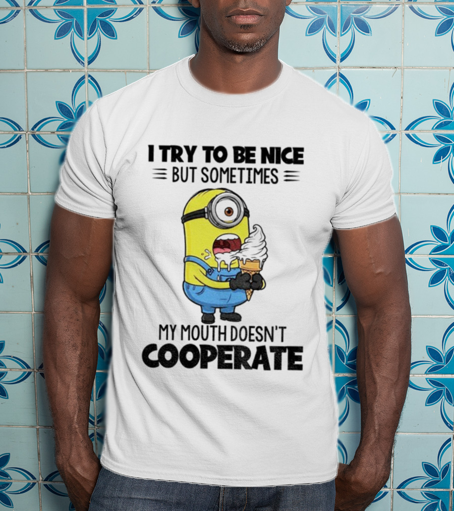 Minion I Try To Be Nice But Sometimes My Mouth Doesn’t Cooperate Christmas Ice Cream T-Shirt
