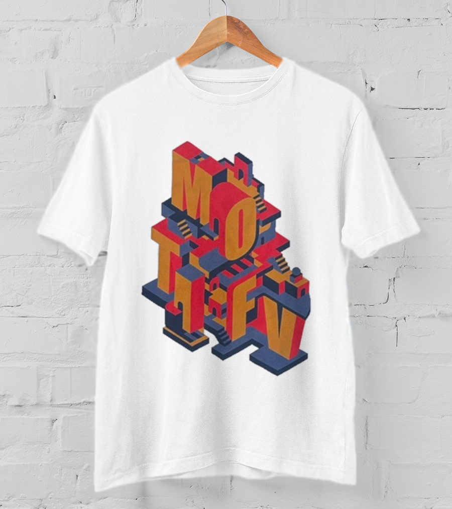 Motifv Penrose Optical Illusion Staircase 3D Typography T-Shirt