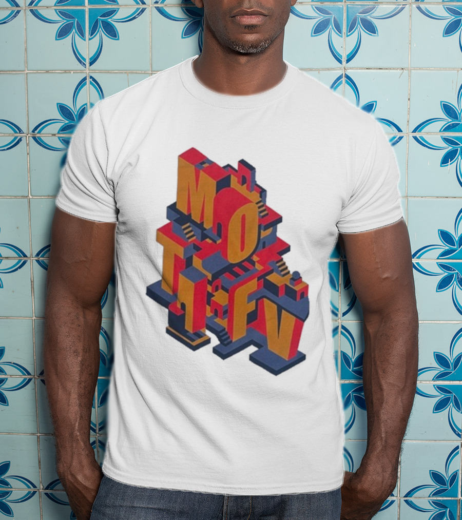 Motifv Penrose Optical Illusion Staircase 3D Typography T-Shirt