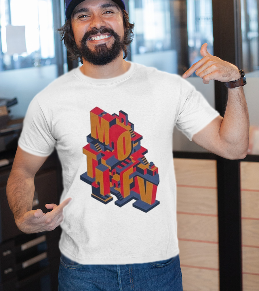 Motifv Penrose Optical Illusion Staircase 3D Typography T-Shirt