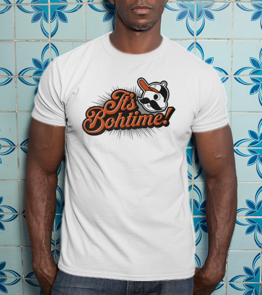 National Bohemian It's Bohtime Iconic Mustache Logo Vintage Style T-Shirt