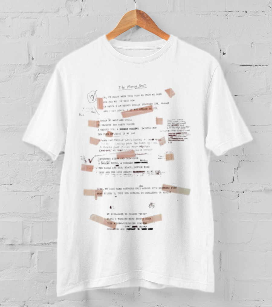 Nick Cave The Mercy Seat Red And Yellow Text Collage T-Shirt