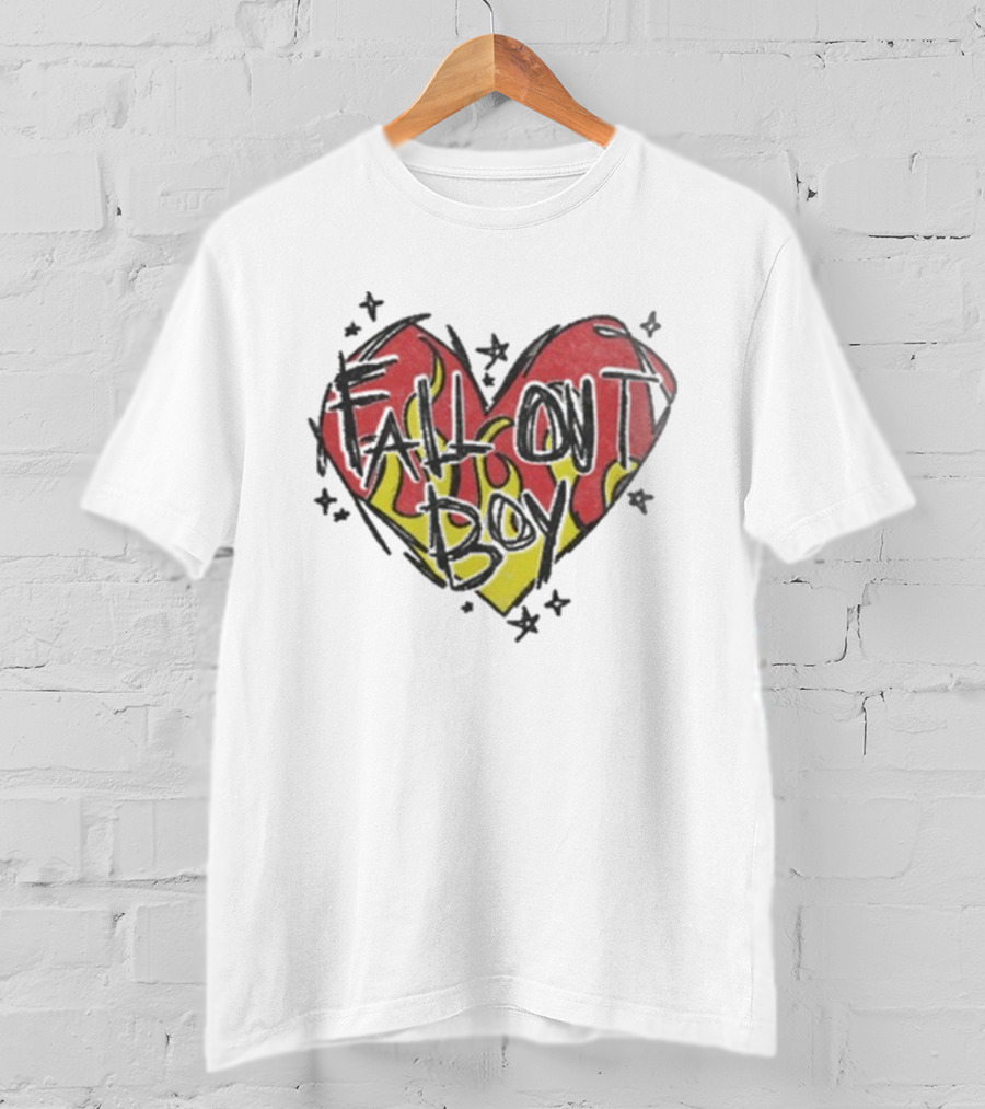 Fall Out Boy Scratch Heart Flame Design T-Shirt
