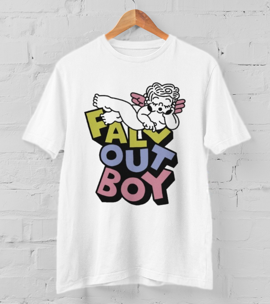 Fall Out Boy Sleepy Angel Iconic Pastel Text T-Shirt