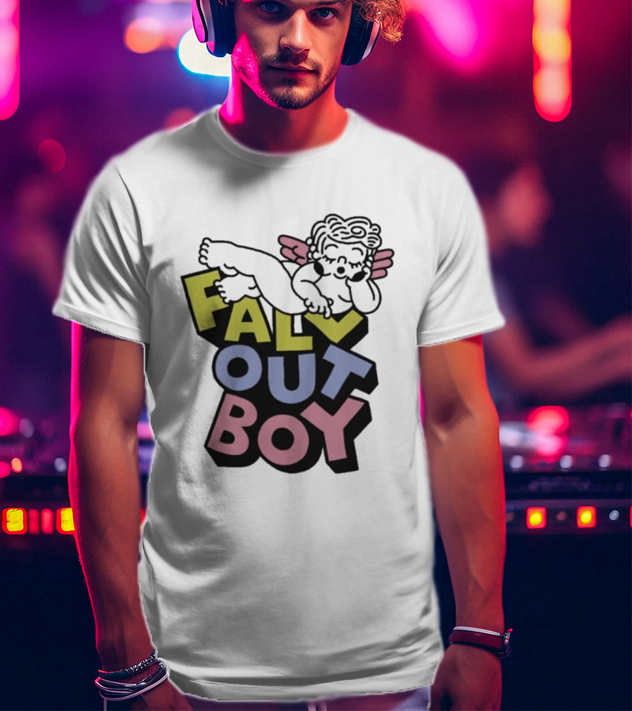 Fall Out Boy Sleepy Angel Iconic Pastel Text T-Shirt