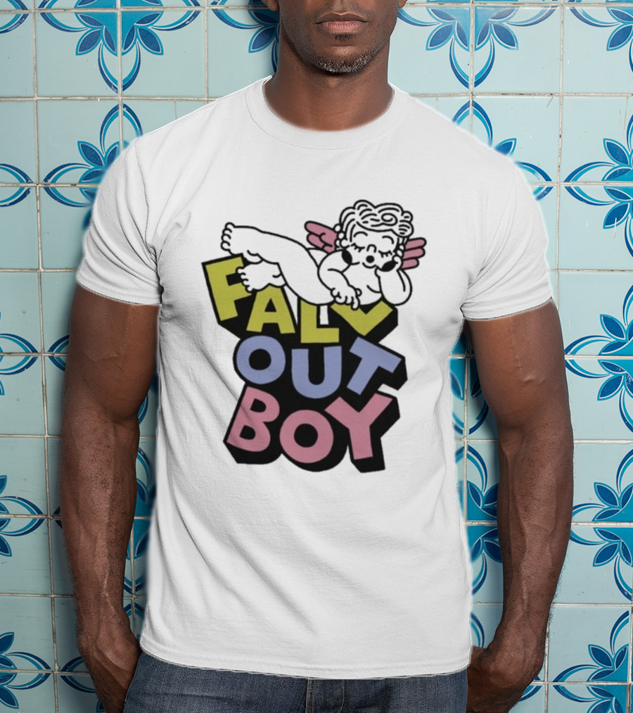 Fall Out Boy Sleepy Angel Iconic Pastel Text T-Shirt