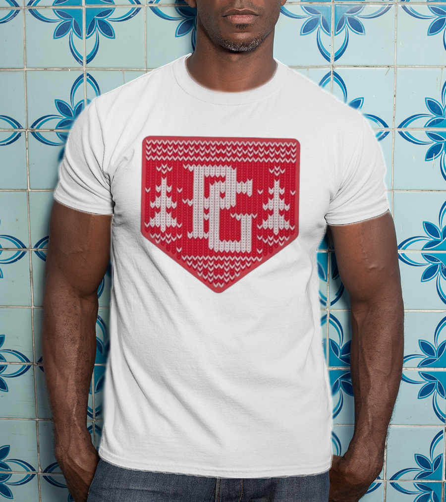 Perfect Game Knit Baseball Plate Christmas Trees T-Shirt