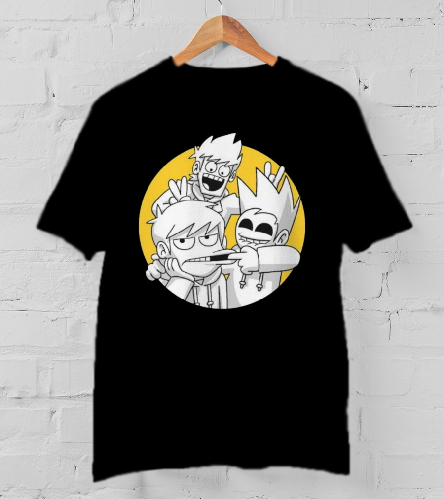 Eddsworld Edd Gang Character Group Yellow Circle Background T-Shirt