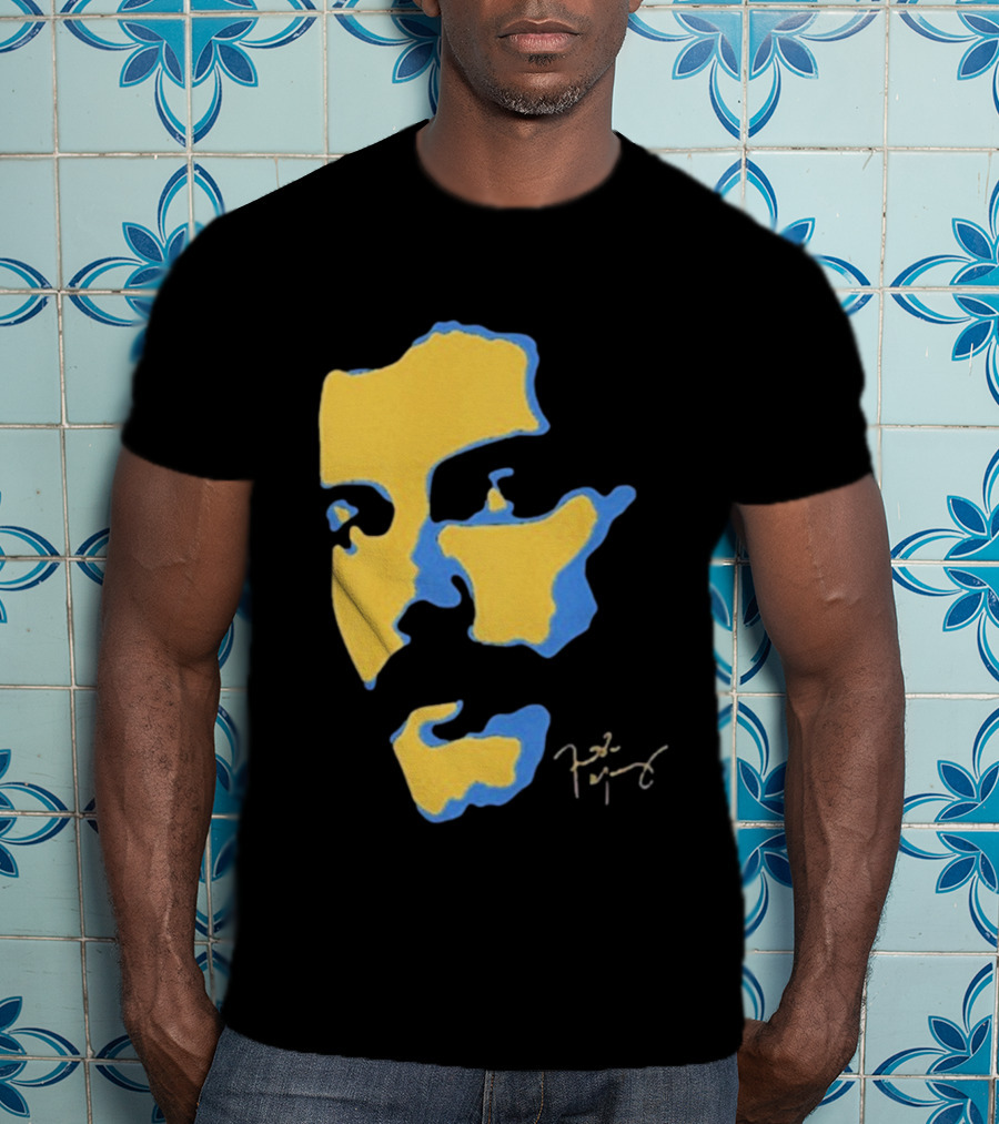 Freddie Mercury Signature Yellow Blue Face Design T-Shirt