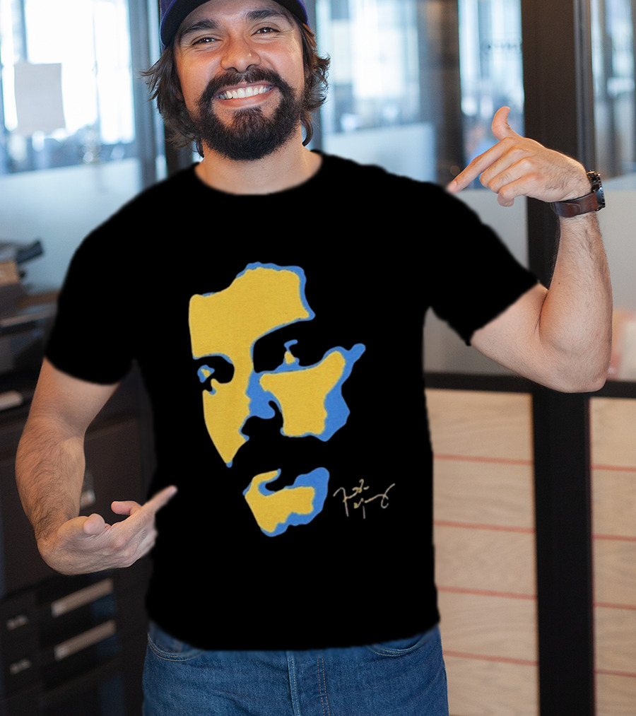Freddie Mercury Signature Yellow Blue Face Design T-Shirt