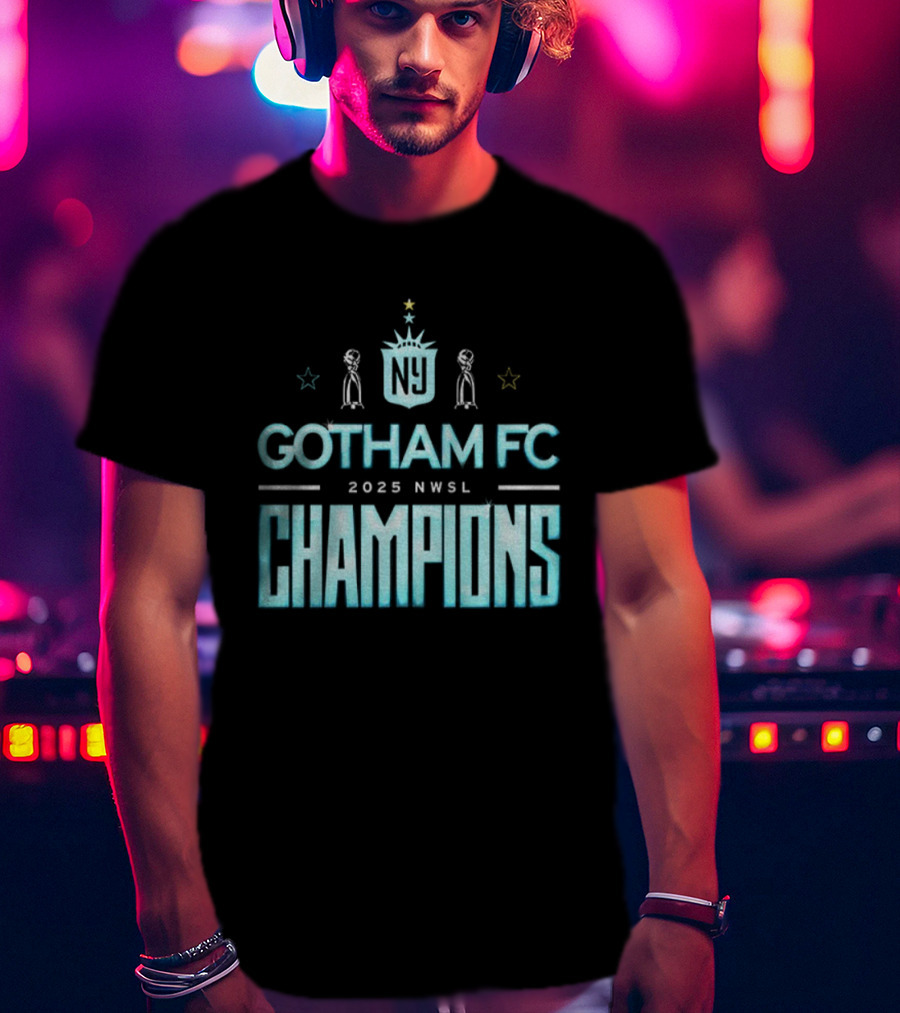 Gotham FC 2025 NWSL Champions Victory Trophy Celebration T-Shirt