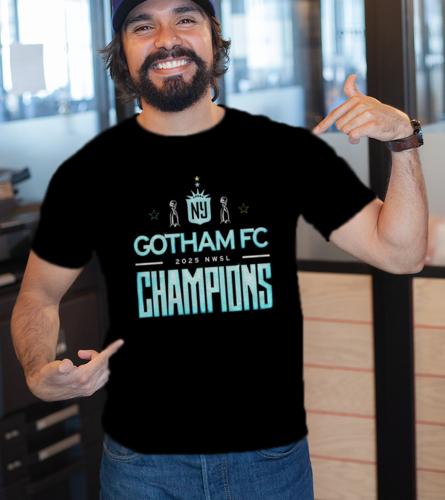 Gotham FC 2025 NWSL Champions Victory Trophy Celebration T-Shirt