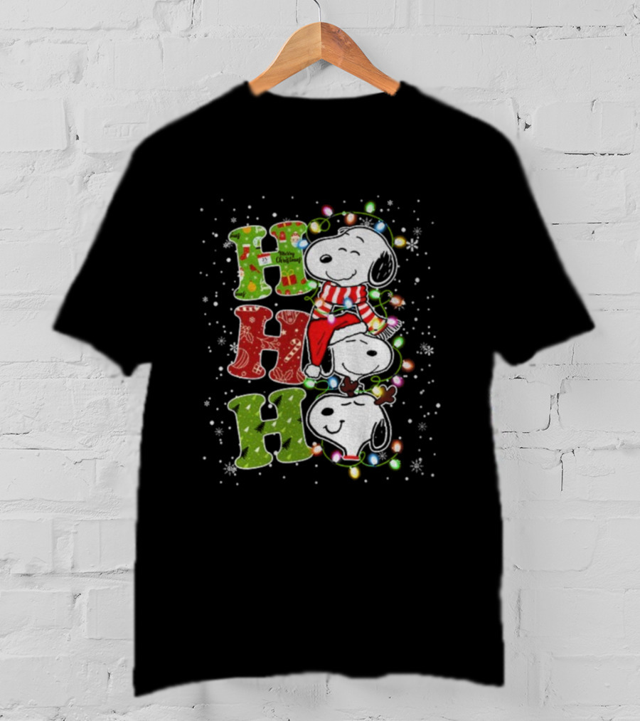 Ho Ho Ho Snoopy Winter Merry Christmas Lights T-Shirt