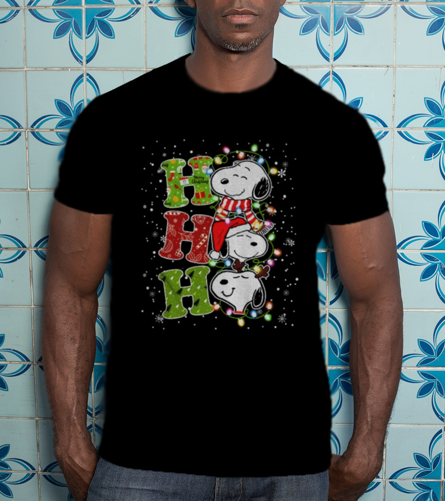 Ho Ho Ho Snoopy Winter Merry Christmas Lights T-Shirt