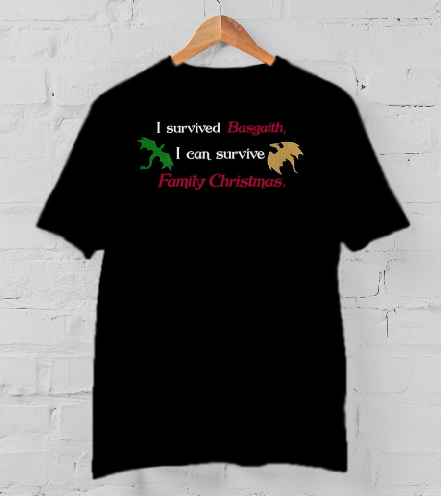 I Survived Basgiath I Can Survive Family Christmas Dragon Humor T-Shirt