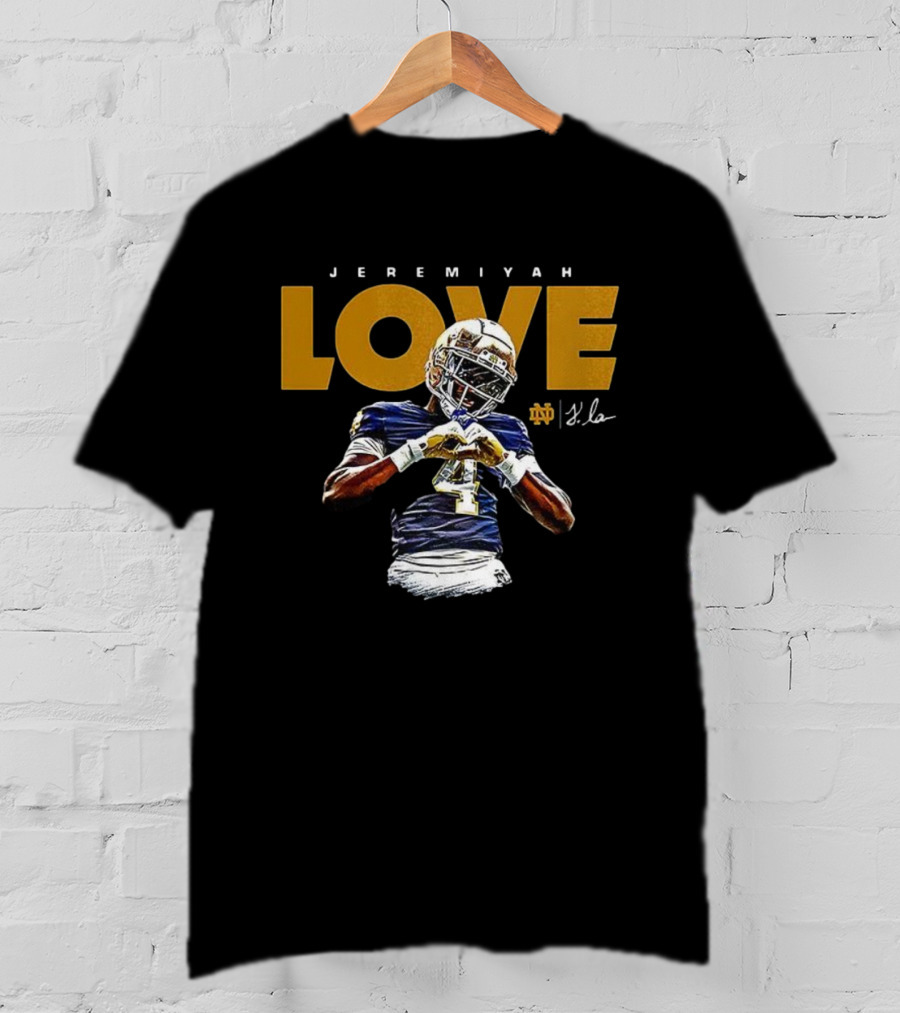Jeremiyah Love Notre Dame Fighting Irish Football Signature T-Shirt