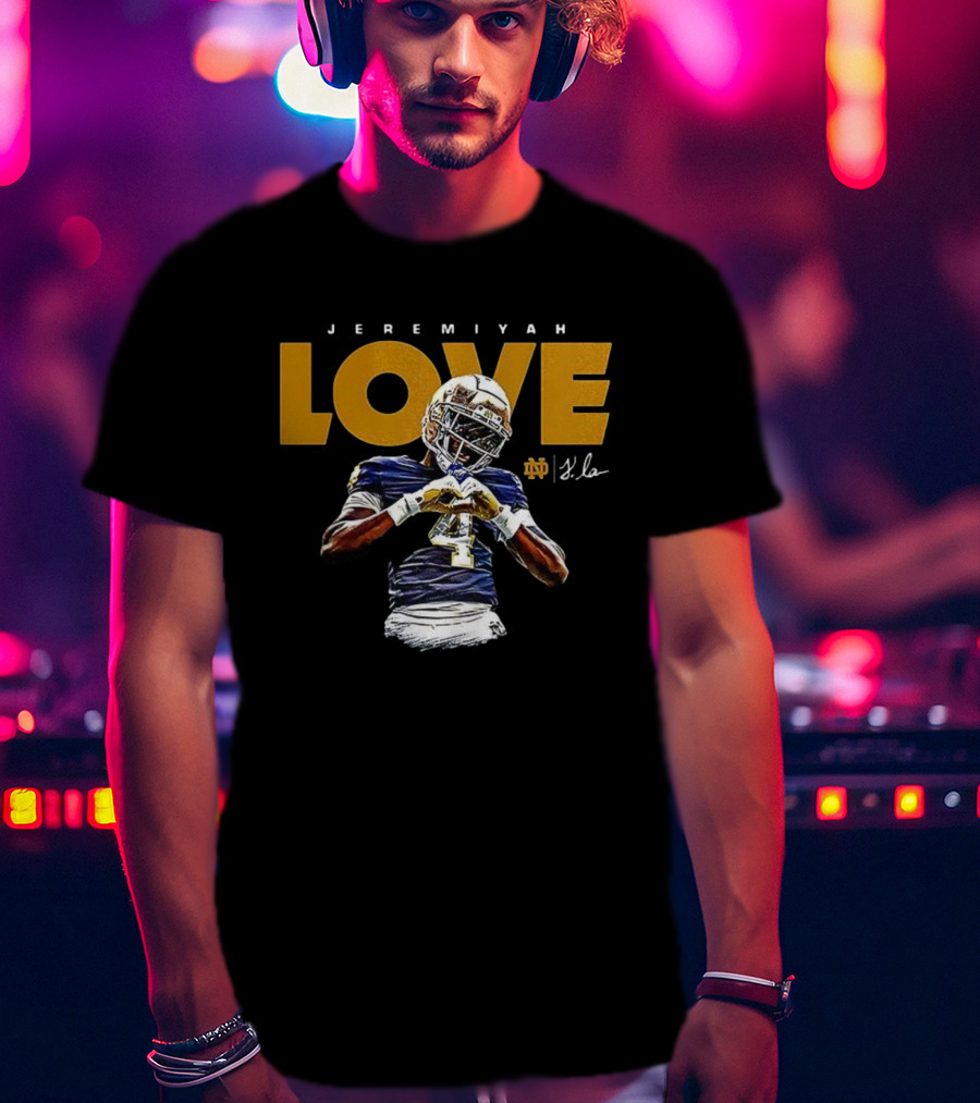 Jeremiyah Love Notre Dame Fighting Irish Football Signature T-Shirt