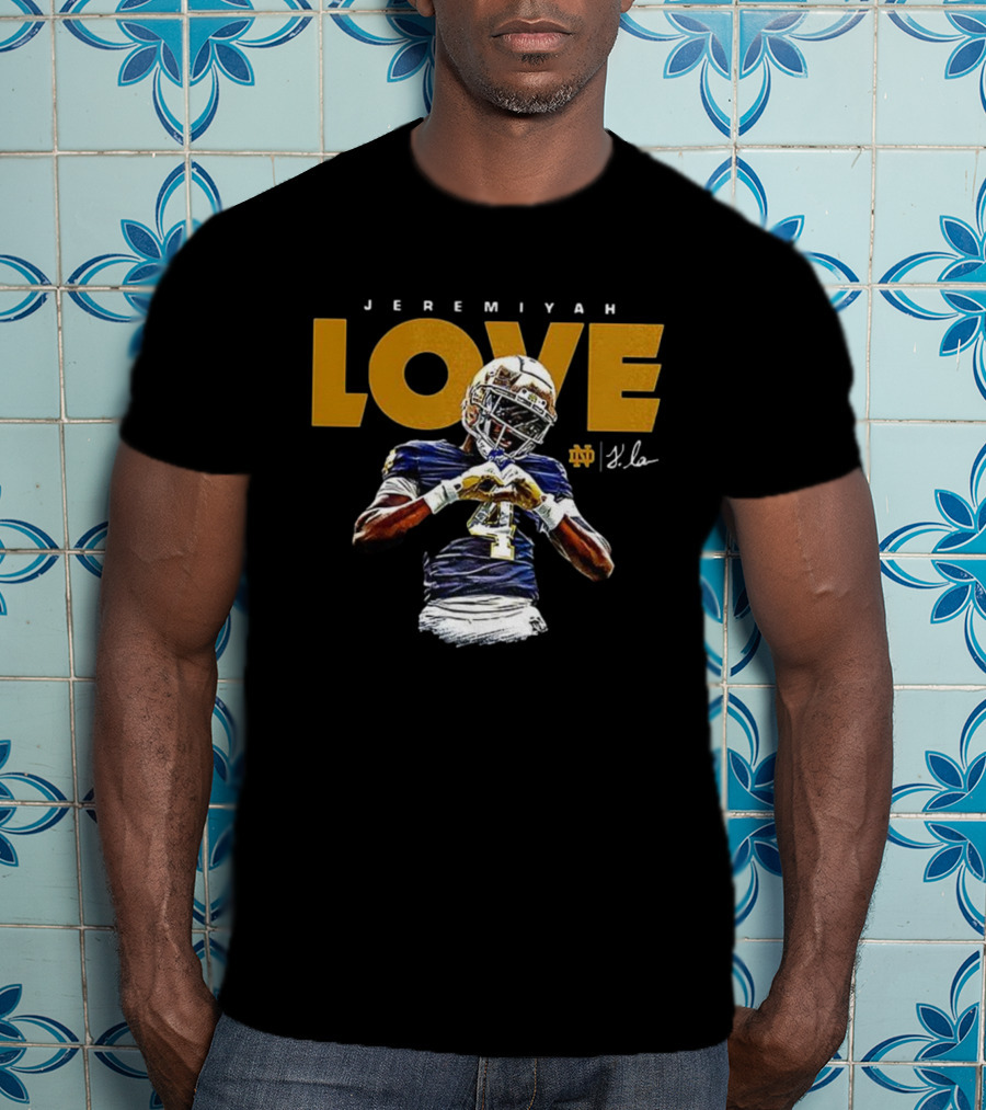 Jeremiyah Love Notre Dame Fighting Irish Football Signature T-Shirt
