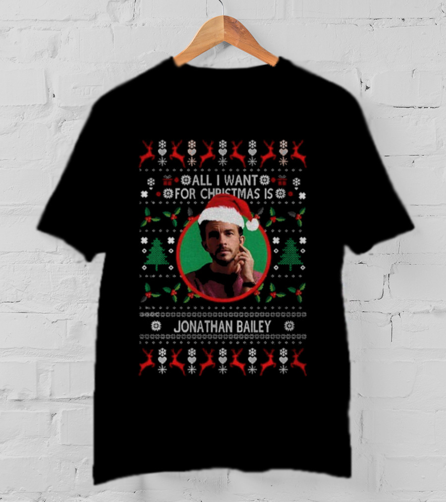 All I Want For Christmas Is Jonathan Bailey Santa Hat Merry Christmas T-Shirt