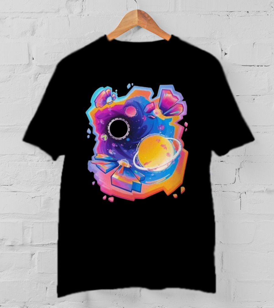 MindCap ORBIT Cosmic Planetary Vortex With Neon Crystals T-Shirt