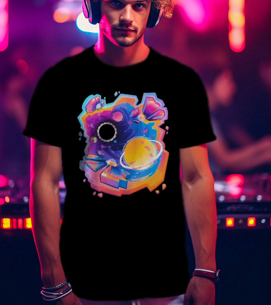 MindCap ORBIT Cosmic Planetary Vortex With Neon Crystals T-Shirt